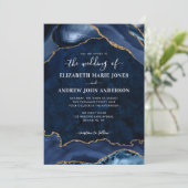 Invitation Marine moderne Blue Gold Agate Géode Élégant maria (Debout devant)