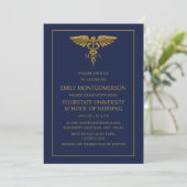 Invitation Marine moderne Blue Gold Nursing School MN Graduat (Debout devant)
