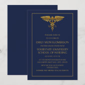 Invitation Marine moderne Blue Gold Nursing School MN Graduat (Devant / Derrière)
