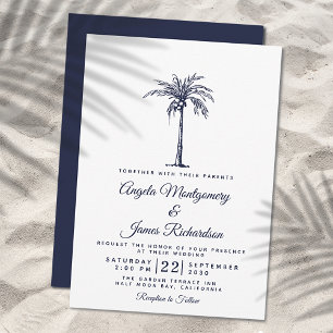 Invitation Marine moderne Blue Palm Tree Plage tropicale Mari