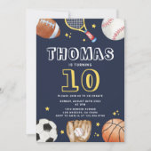 Invitation Marine moderne Blue Sports anniversaire Boys (Devant)