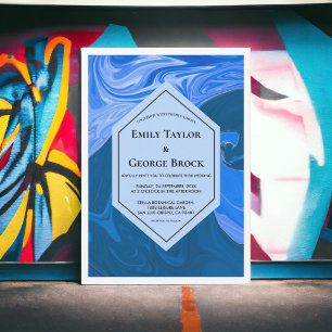 Invitation Marine moderne Blue Waves Abstrait Mariage artisti