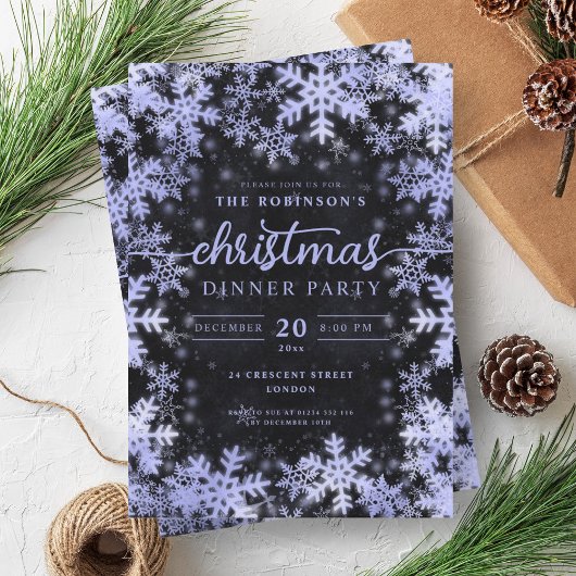 Invitation Marine moderne Blue Winter Wonderland Noir