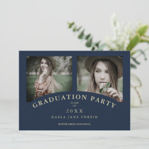 Invitation Marine Moderne Elegant Chic Graduation Party 2 Pho