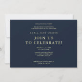Invitation Marine Moderne Elegant Chic Graduation Party 2 Pho (Dos)