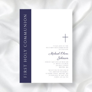 Invitation Marine moderne Elegant Croix Bleue Première commun