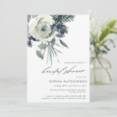 Invitation Marine moderne et Fête des mariées florale blanche (Debout devant)