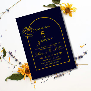 Invitation Marine moderne et or 5e anniversaire Mariage