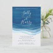 Invitation Marine, moderne Watercolor Waves Mariage (Debout devant)