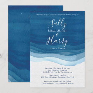 Invitation Marine, moderne Watercolor Waves Mariage