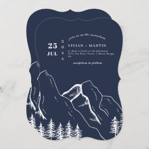 Invitation Marine Mountains Pine Tree Mariage extérieur