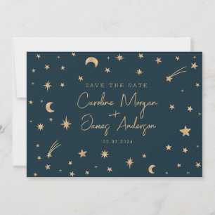 Invitation Marine Mystical Gold Stars Mariage d'astronomie de