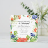 Invitation Marine n Orange Coral Mums Chardons Botanique Flor (Debout devant)