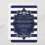 Invitation Marine Nautical, FUX Burlap Stripes Mariage 2 (Devant)