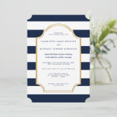 Invitation Marine nautique | Mariage moderne en bande blanche (Debout devant)