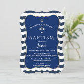 Invitation Marine nautique Vagues Ancre Gold Boy Baptême (Debout devant)