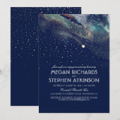 Invitation Marine Night Gold Tir Star Engagement Party (Devant / Derrière)