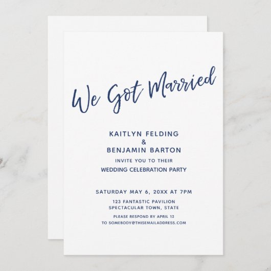 Invitation Marine Nous Nous Sommes Mariés Décontracté Récepti (Devant / Derrière)