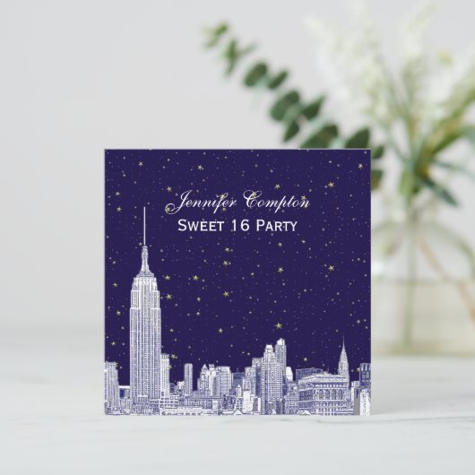 Invitation Marine NYC Skyline Etch Starry do-it-yourself BG S (Debout devant)