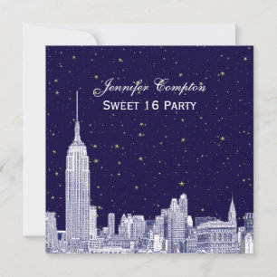 Invitation Marine NYC Skyline Etch Starry do-it-yourself BG S