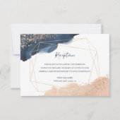 Invitation Marine, Or, Blush avec réception de cadre géométri (Devant)