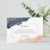Invitation Marine, Or, Blush avec réception de cadre géométri (Debout devant)