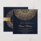 INVITATION MARINE OR CLASSIQUE ORNATE MANDALA SWEET 16 ANNIVE (Devant / Derrière)