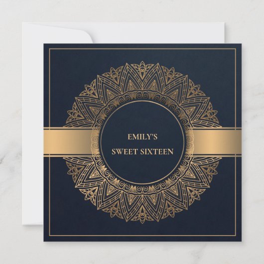 INVITATION MARINE OR CLASSIQUE ORNATE MANDALA SWEET 16 ANNIVE (Dos)