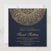 INVITATION MARINE OR CLASSIQUE ORNATE MANDALA SWEET 16 ANNIVE (Devant)