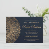 INVITATION MARINE OR CLASSIQUE ORNATE MANDALA SWEET 16 ANNIVE (Debout devant)