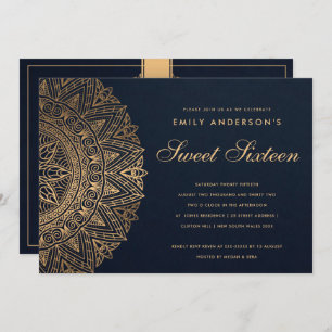 INVITATION MARINE OR CLASSIQUE ORNATE MANDALA SWEET 16 ANNIVE