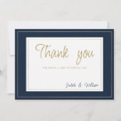 Invitation Marine or vintage calligraphie Merci (Devant)