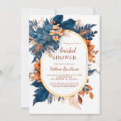 Invitation Marine Orange Moderne Élégante Fête des mariées Fl (Devant)