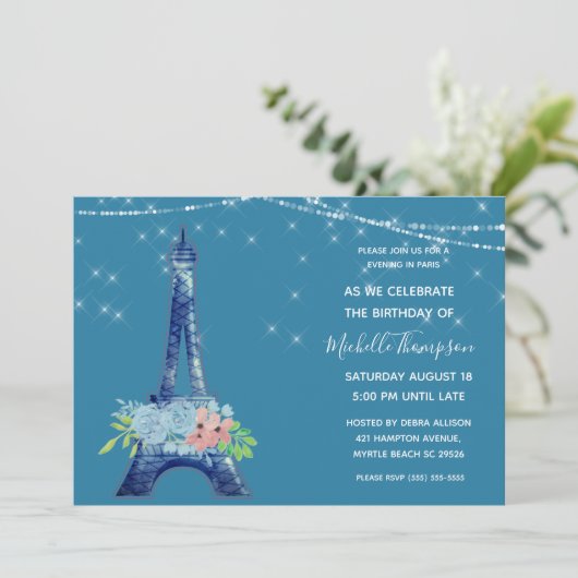 Invitation Marine Paris Tour Eiffel Parties scintillant Flora (Debout devant)