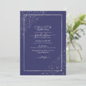 Invitation Marine Parties scintillant Argent Confetti Corners (Debout devant)