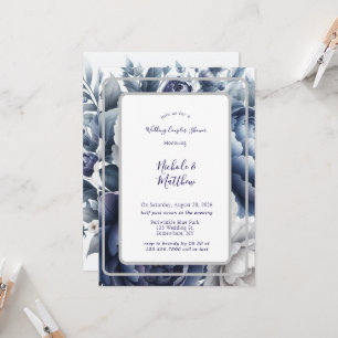 Invitation Marine Peonies bleues et Roses blanches Couples Ma