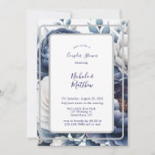 Invitation Marine Peonies Bleues & Roses Blanches Couples Dou (Devant)