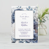 Invitation Marine Peonies Bleues & Roses Blanches Couples Dou (Debout devant)