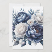 Invitation Marine Peonies Bleues & Roses Blanches Couples Dou (Dos)