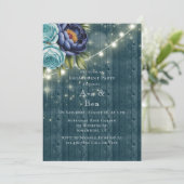 Invitation Marine Peonies et Turquoise Rose Engagement Party (Debout devant)