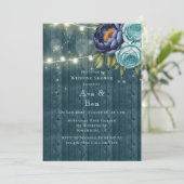 Invitation Marine Peonies et Wedding shower Rose Turquoise (Debout devant)