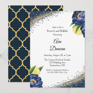 Invitation Marine Peony Citrus peint Floral Brunch & Bubbly