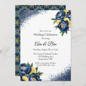 Invitation Marine Peony Citrus Peinture Floral Mariage Célébr
