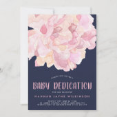 Invitation Marine & Pink Aquarelle Peony Dedication bébé (Devant)