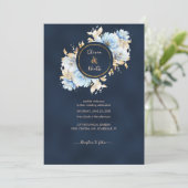 Invitation Marine profonde et Mariage bleu glace (Debout devant)
