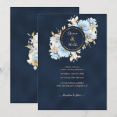 Invitation Marine profonde et Mariage bleu glace (Devant / Derrière)