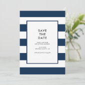Invitation Marine Rayures Blanches Chic Simple Moderne Minima (Debout devant)