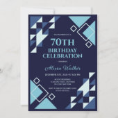 Invitation Marine Rectangle bleu triangle géométrique Anniver (Devant)