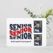 Invitation Marine Red Super Senior 2 Photo Collage Graduation (Debout devant)