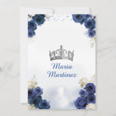 Invitation Marine Robe Bleue Princesse Argent Couronne Quince (Dos)